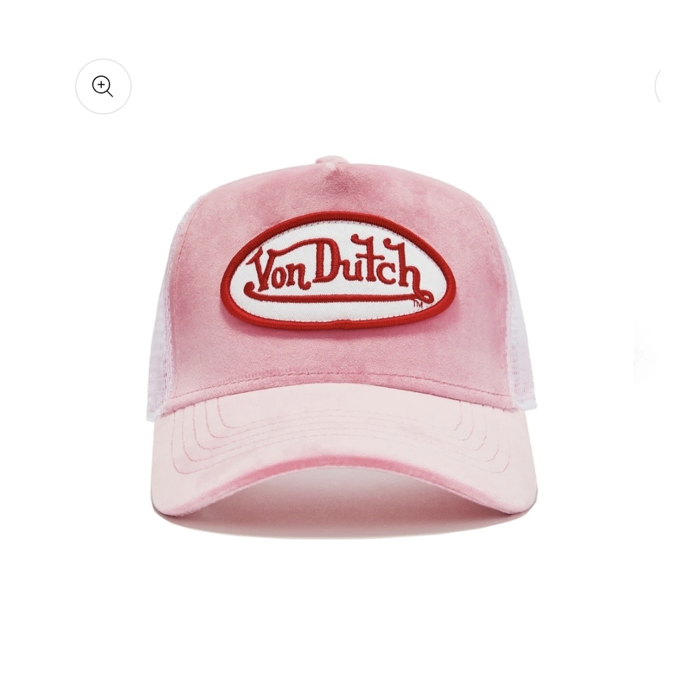 Von Dutch Pink and White Snapback Trucker Hat